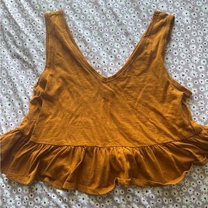 Wild Fable Mustard Ruffle Crop Top